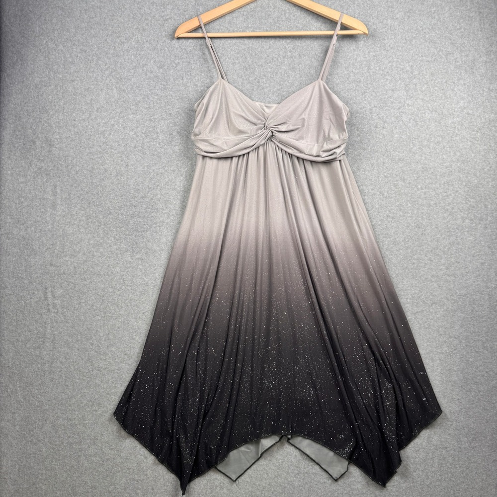 Vintage Studio Y Dress Womens Large Gray Ombre Glitter Fairy Y2K Handkerchief